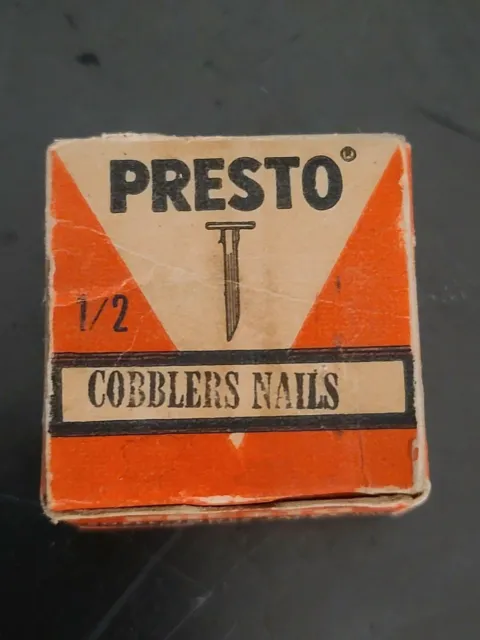 Vintage Box Of Presto Cobbler's Nails 1/2"