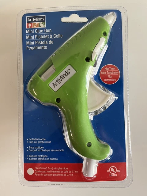 Pistola mini pegamento verde Artminds se adapta a mini palos de pegamento de 0,28 pulgadas