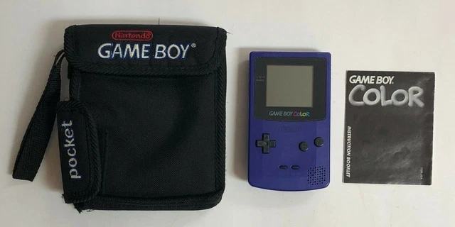 Nintendo Gameboy Color Purple CGB-001 Tested Includes Storage Case, Instructions