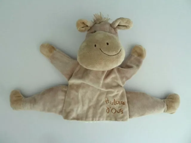 P6 - Doudou Peluche Marionnette Histoire D'ours Animaux Cheval Beige Exc. Etat