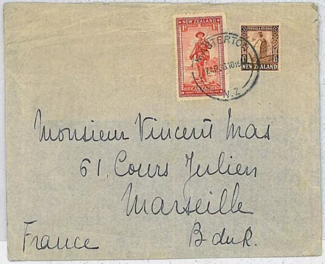 POSTAL HISTORY -  New Zealand : cover from  MASTERTON  to   FRANCE 1936