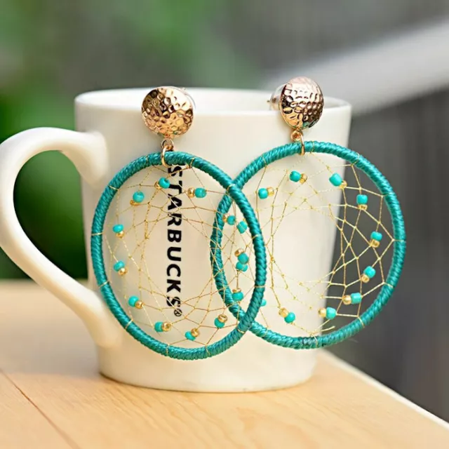 Horse & Western Jewellery Jewelry Womens Dream Catcher Earrings Gold Turquoise