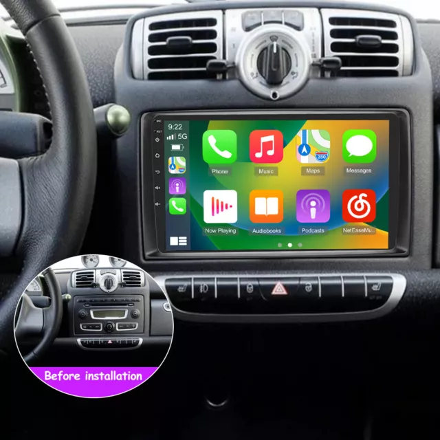 Apple Carplay Android 12 Autoradio Für Smart Fortwo 2005-2010 GPS Navi WIFI RDS