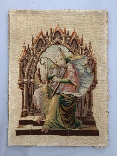 Saint Musician, Old Religious Embroidery, 19th Century