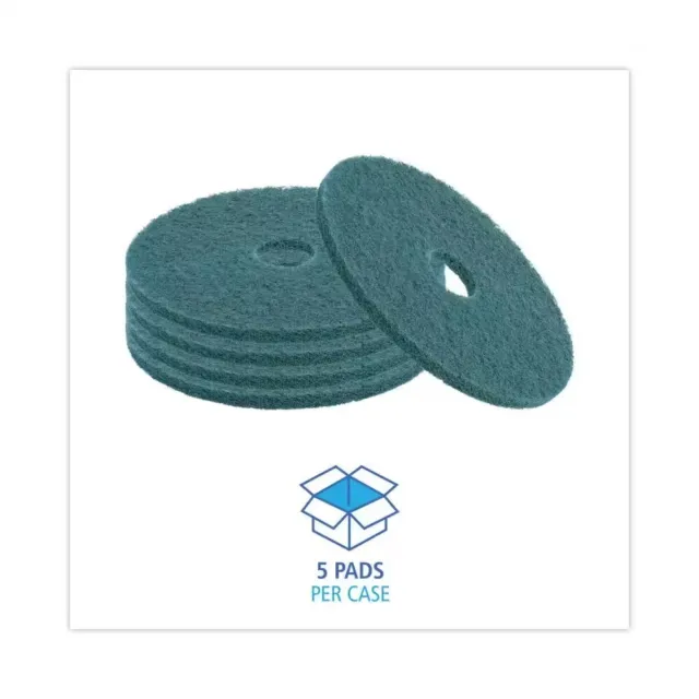 Heavy-Duty Scrubbing Floor Pads, 17 in. Dia, Green (5-Carton): Industrial Cleani