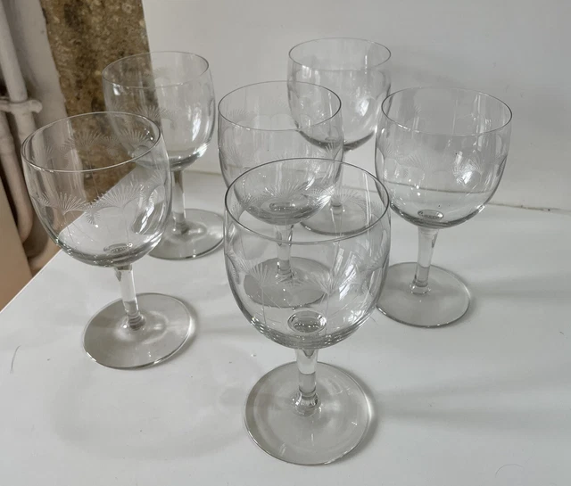 6 anciens verres en cristal gravés Style BACCARAT SAINT LOUIS Collection Table