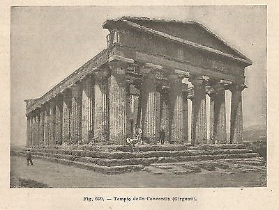 A1286 Garcia, Templo De Concordia, Xilógrafo Antigua Del 1895 , Engraving