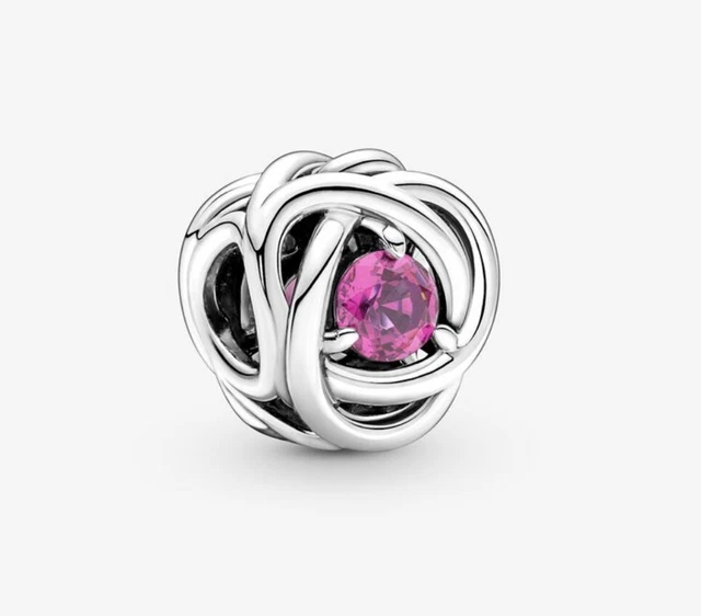 PANDORA 925 October Pink Eternity Circle Charm 790065C05 Authentic