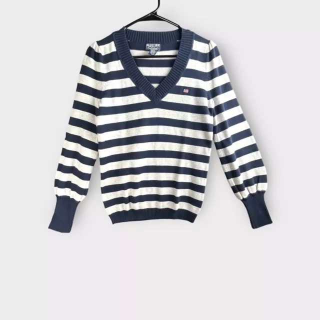 Ralph Lauren Sweater Womens Medium Vintage 90s Stripe Cotton Flag Polo Jeans Co