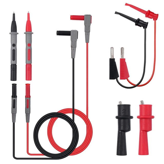Puntali Multimetro Con Clip Coccodrillo - Set Da 5 Cavi Da 1m, 4mm - Foto 4