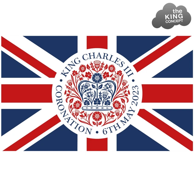 CORONATION EMBLEM FLAG Iron On TShirt Transfer King Charles III Union