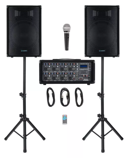 Pack DJ Sono Complet Systeme Audio PA Enceintes Table de Mixage Bluetooth 150W