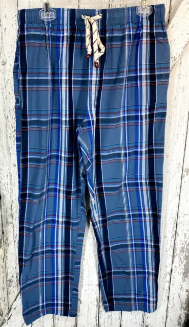 Penguin Munsingwear Blue Plaid Lounge Pants Drawstring Waist Men's Medium