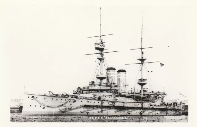 Original Photograph Royal Navy. HMS "Russell" Battleship. Sunk WW1. Fine! c 1903