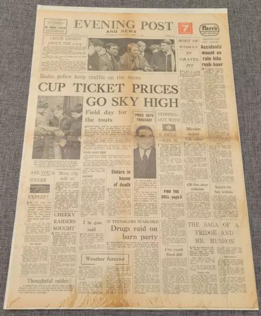 Evening Post Nottingham Forest V Everton Fa Cup 8Th April 1967 Newspaper