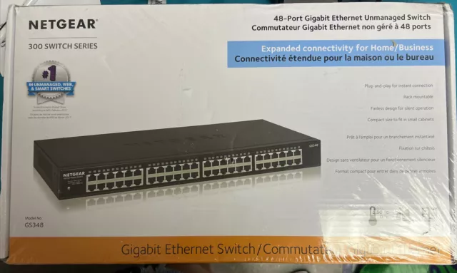 Netgear 48-port Gigabit Ethernet Rackmount Unmanaged Switch [GS348] New Sealed