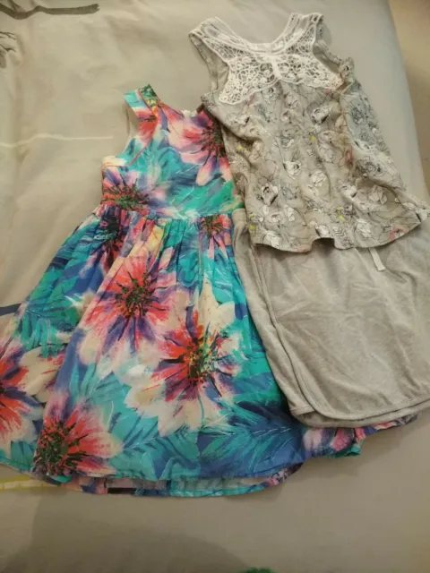 Summer Bundle 3 Items Age 7 Girl Dress And Skirt With Top