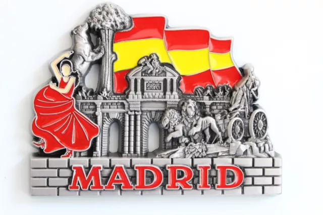 3D -MADRID - SPAIN - Souvenir Fridge Magnet Kitchen Decor Holiday Gift -Metal