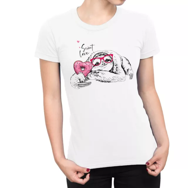 1Tee Womens Sweet Love Sloth  T-Shirt
