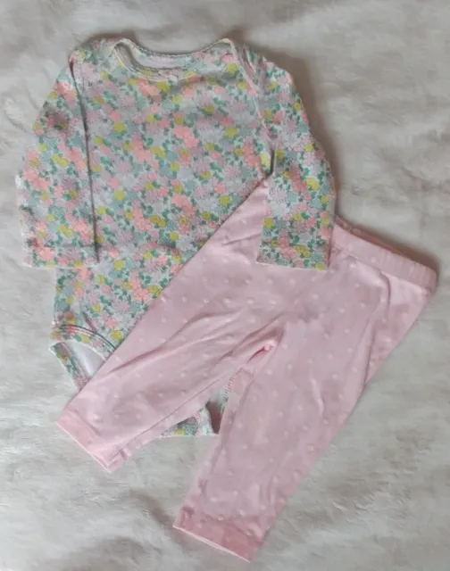 Carter's girl long sleeve floral shirt and pants baby outfit 6 month infant wear