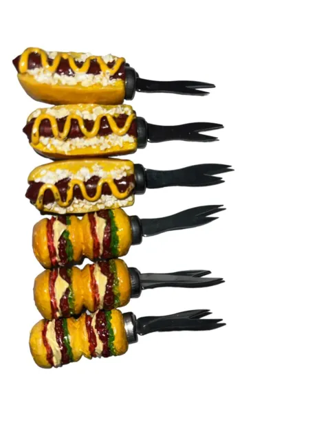 Boston Warehouse Hotdogs & Hamburgers Corn Picks - Set of 6