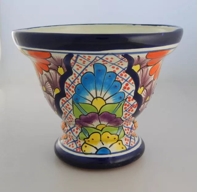 Mexican Ceramic Footed Planter Pot Garden Hand painted Talavera # 29