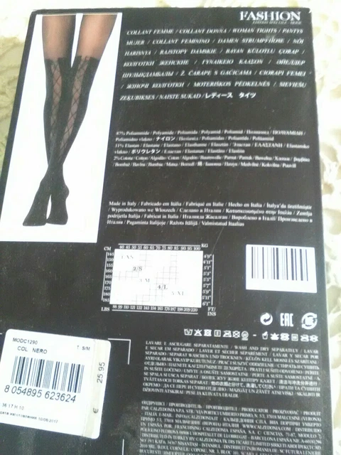 CALZEDONIA SPECIAL EDITION Black Fashion Tights S/M Bnwb Free Trasparenze  bianco £10.00 - PicClick UK