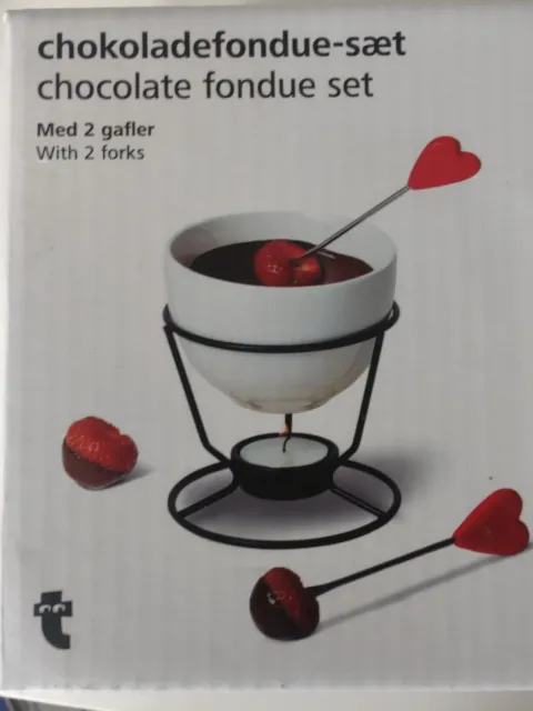 Juego de fondue chocolate con 2 tenedores y 2 luces de té luz de té juego de fondue pequeño