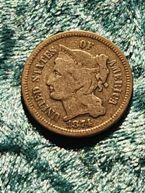 1874 Three Cent Nickel - 3C US Coin