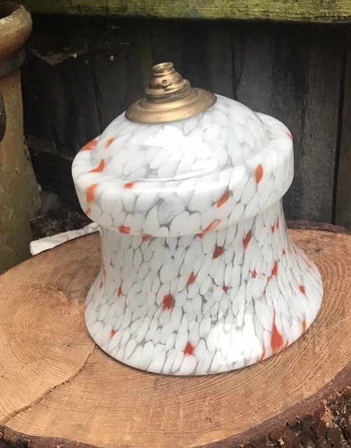 Vintage französische MARMORGLAS DECKENLEUCHTE Art Deco weiß orange Farbton 1930/40er