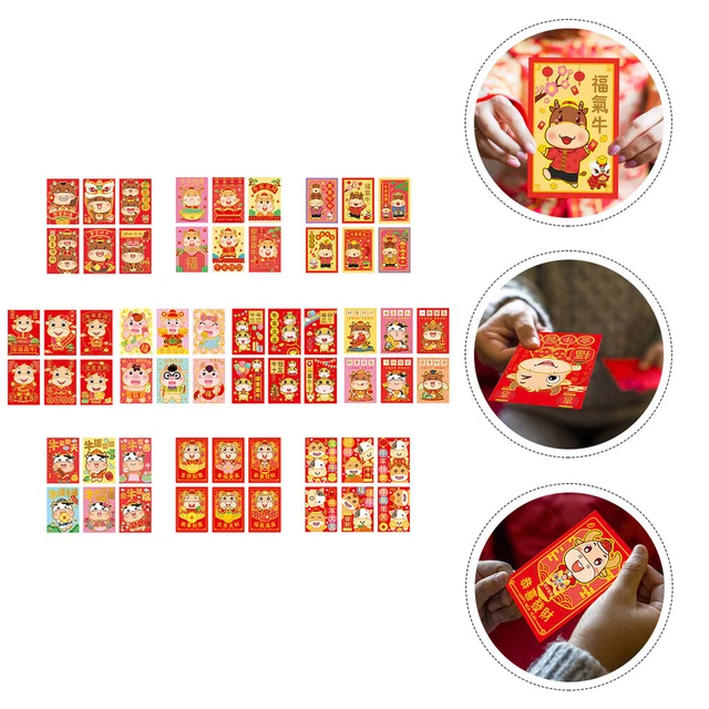Paquete Chino Hong Bao Boda Rojo Año Buey Paquete Rojo Año Nuevo Bolsa de Dinero
