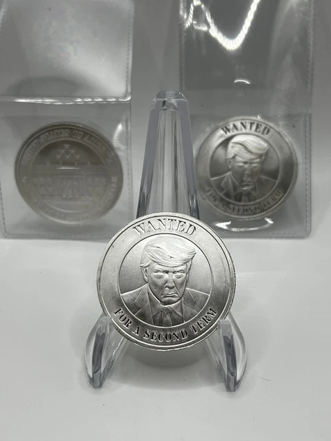 Lot Of 2 - 1 Oz Silver Round - Trump Mugshot & Wanted For A Second Term - .999