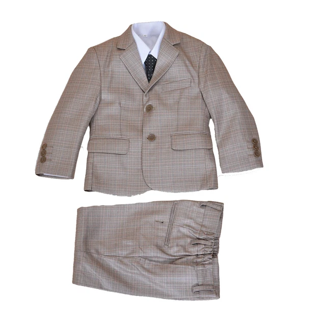 Cinda Blu Beige 5 Pezzi Ragazzo Abiti Matrimonio Paggetto Ballo 2-12 Anni