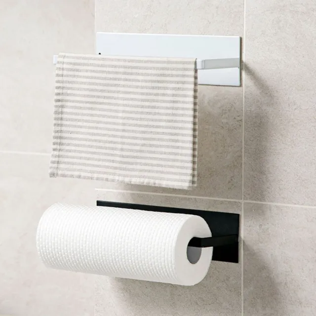 2x Tissue Self-Adhesive Kitchen Paper Towel Rack Toilet Roll Holder Wall Mount