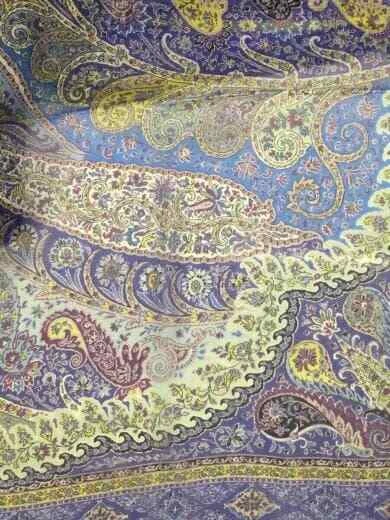HERMES Large Format   Scarf   Silk   BLU   Paisley   Ladies