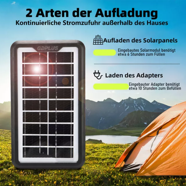 Tragbares Kraftwerk Solargenerator Solarpanel Notfallversorgung & FM DE 3