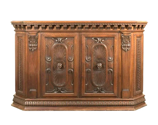 The Grenada Shops  Walnut Credenza in the Italian Baroque Style Sideboard L 75"