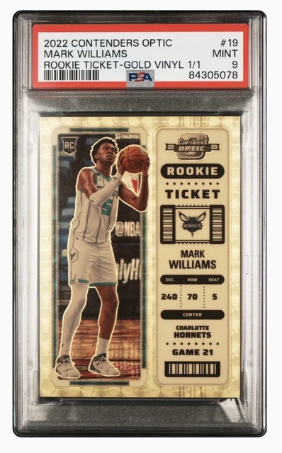 2022 Mark Williams 1/1 PSA 9 Contenders Optic Rookie Ticket GOLD Vinyl Hornets