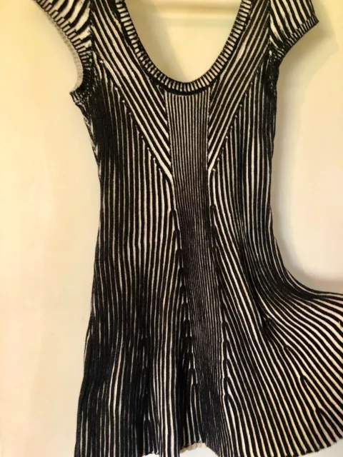 Free People black & white striped soft cotton knit dress medium short sleeve