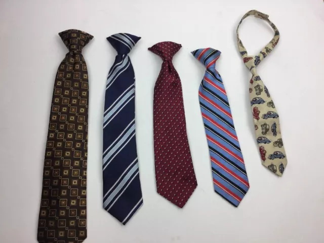 Kids Clip On Ties Lot Of 5  Boys Polyester