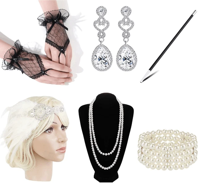 6PCS 1920s Accessories Flapper Great Gatsby Vintage Retro Costume Set NEW