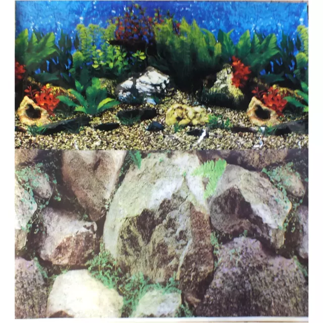 19" Double Sided Aquarium Background Backdrop Fish Tank Reptile Marine BG749