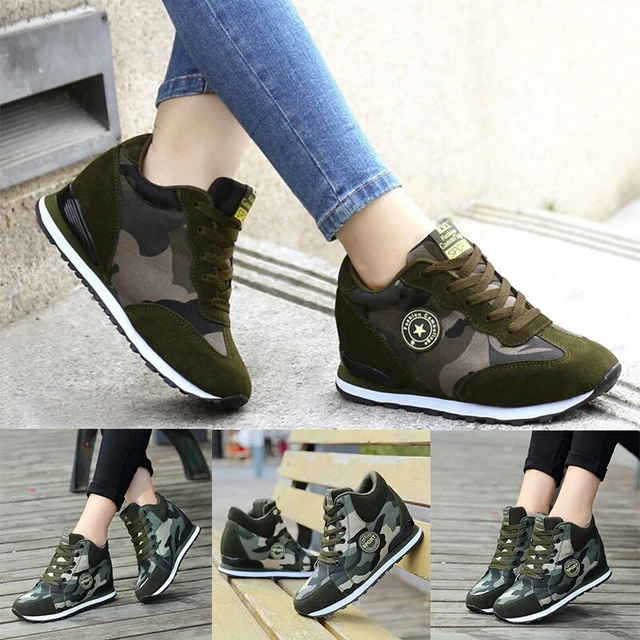 Platform Women Sport Shoes Height Increasing Sneakers Hidden Heel High Top Shoes