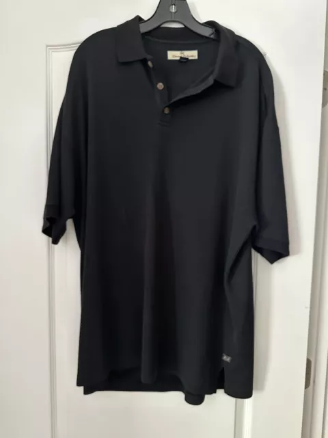 TOMMY BAHAMA MENS Polo Shirt Black Size L Silk/Cotton Blend Short ...