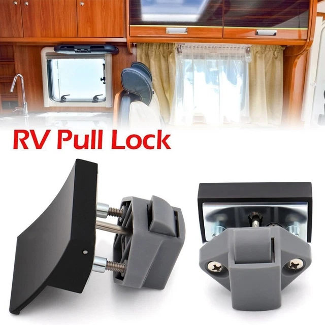 Serrure à Crémone Pour Tiroir - Mécanisme De Verrouillage Caravane/Camping-Car - Finition Noir Alliage Zinc