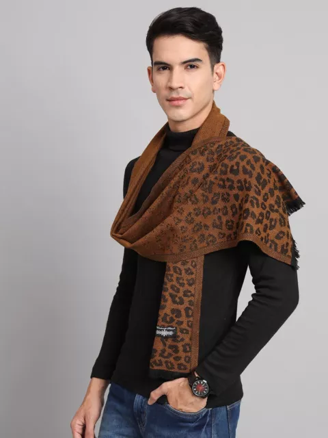 Uomo Donna Caldo Inverno India Fatto Lana Cashmere Sciarpa Leopardo Sciarpe