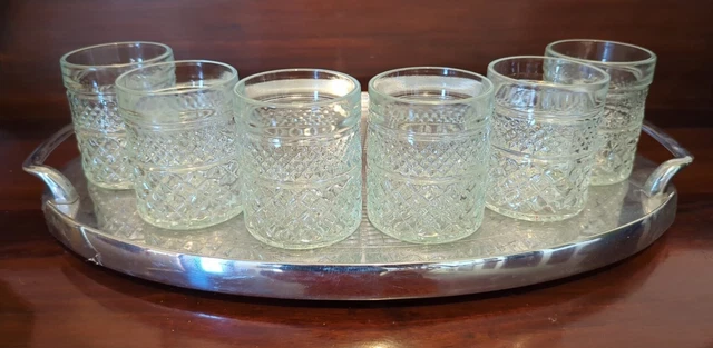 6 Vintage Anchor Hocking Wexford Glasses 1970’s 'W' Mark To Base