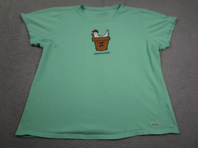 Life is Good Top Womens XXL Green Short Sleeve Crusher Tee Cotton Humor Funny