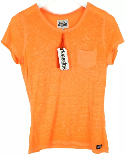 SUPERDRY Orange Label Burnout Tee T-Shirt Women's LARGE Short Sleeve Tricot
