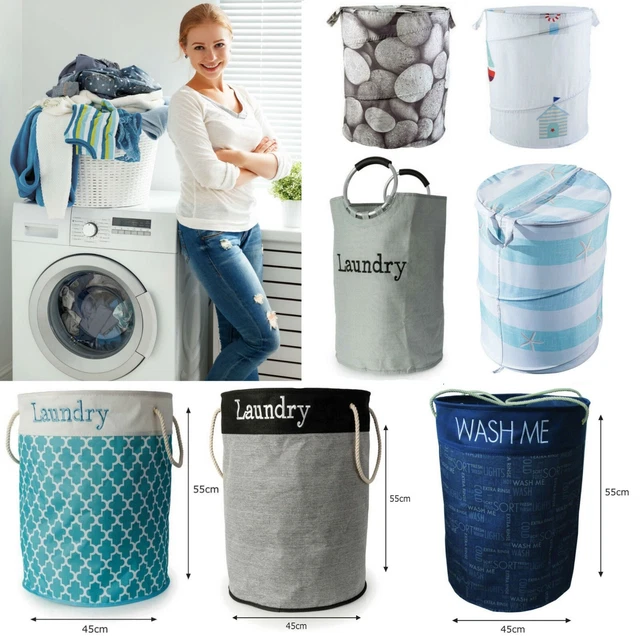 Wäschestasche großer Pop Up Klappbar Waschkorb Tasche Aufbewahrung Hamper Double Small XL